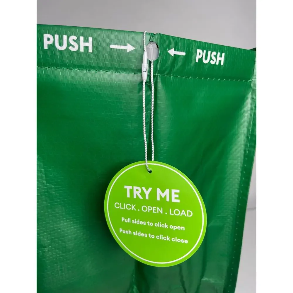 Whole Foods — Green Click N' Stay Collapsable Stand Up Tote Bag Box Double Strap